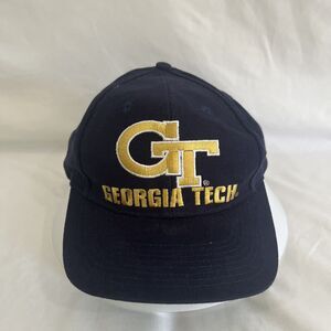 VTG 90s Russell Athletic NCAA GT GEORGIA TECH Hat Hook loop Back Gold Navy Navy